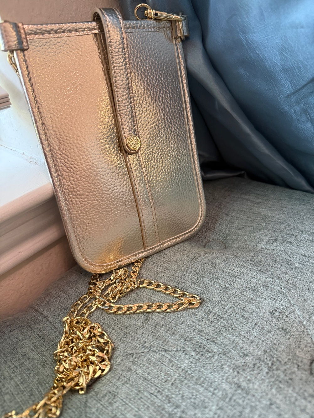 Lilly Pulitzer Metallic Gold Crossbody Phone Bag Card Holder Purse